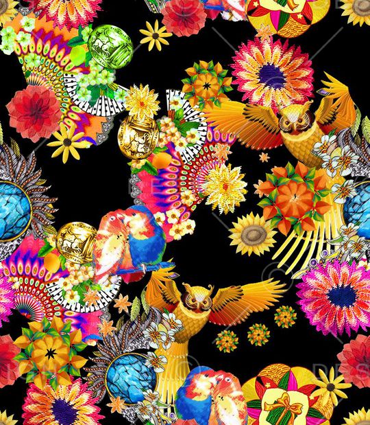 满版花卉印花华亿平台图片