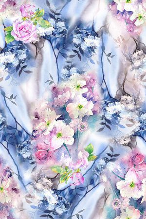 时尚手绘水彩花卉印花印花华亿平台图片