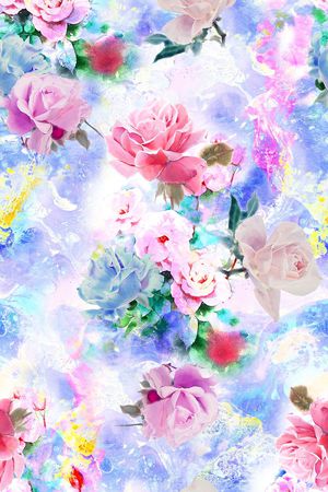 时尚手绘水彩花卉印花印花华亿平台图片