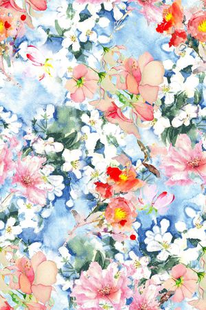 时尚手绘水彩花卉印花印花华亿平台图片