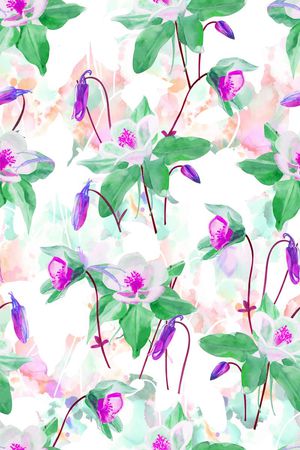 抽象手绘满版最新高清数码时尚潮流大牌复古欧美风水彩花卉印花华亿平台图片