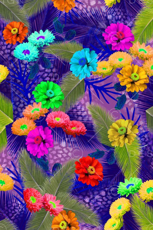 满版花卉印花华亿平台图片