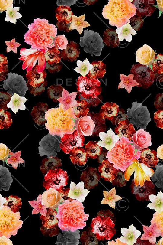 满版花卉印花华亿平台图片