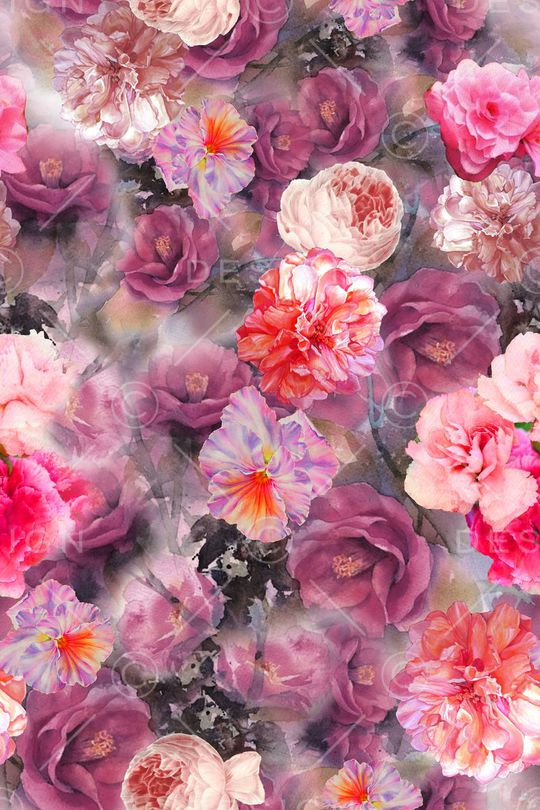 满版花卉印花华亿平台图片