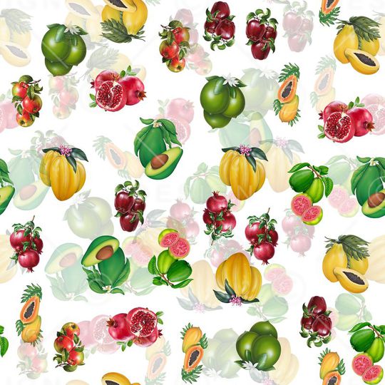 热带水果印花华亿平台图片