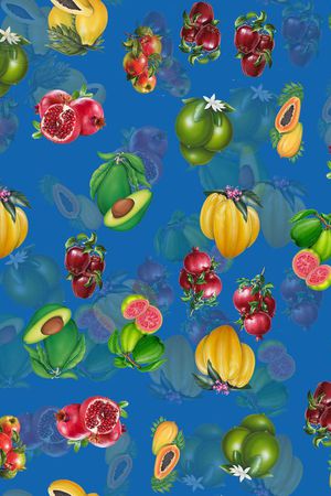 热带水果印花华亿平台图片