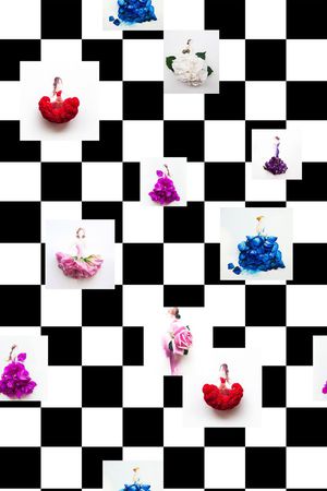 黑白格子印花华亿平台图片