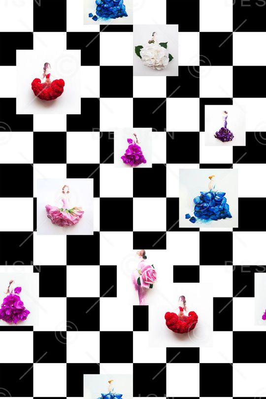 黑白格子印花华亿平台图片