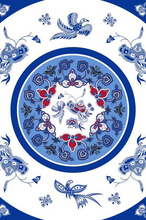 青花瓷印花华亿平台图片