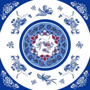 青花瓷印花华亿平台图片