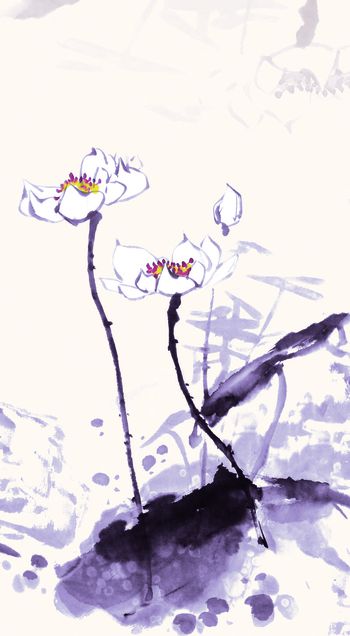 621626-定位荷花水墨 紫色