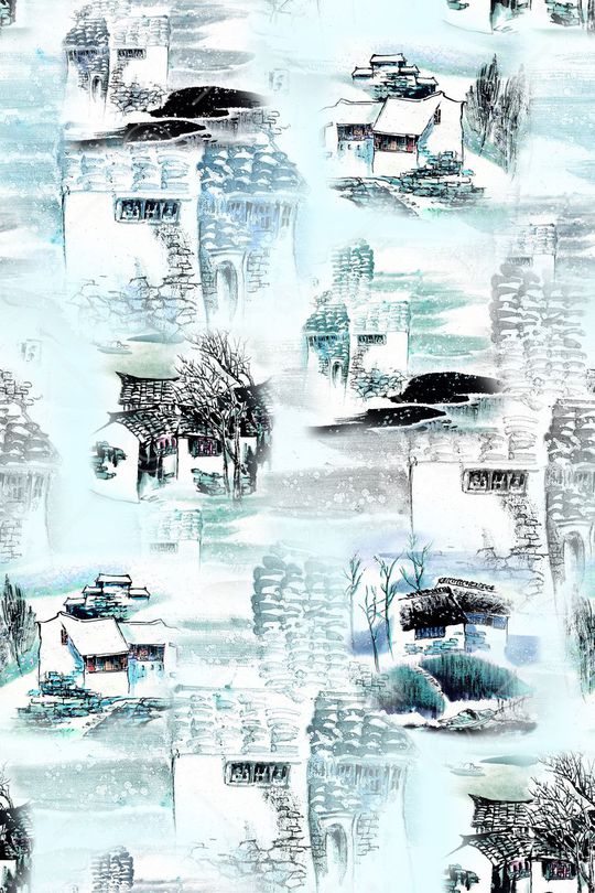 水墨印花华亿平台图片