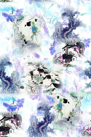 水墨印花华亿平台图片