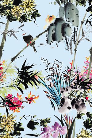 中国风印花华亿平台图片