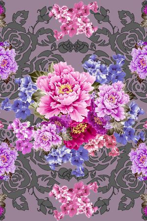 牡丹印花华亿平台图片