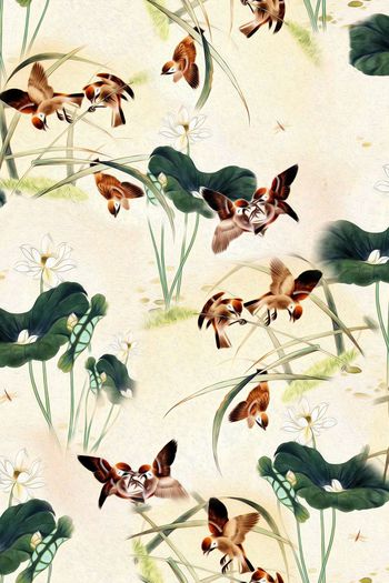 花鸟印花华亿平台图片