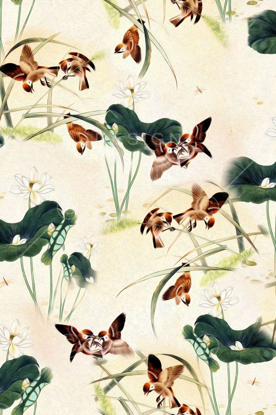 花鸟印花华亿平台图片