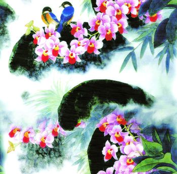 山水画印花华亿平台图片