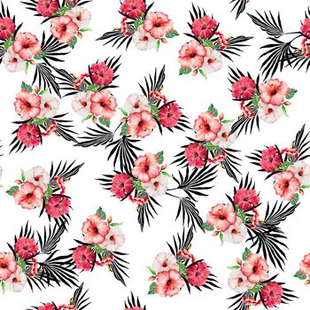 热带花卉印花华亿平台图片