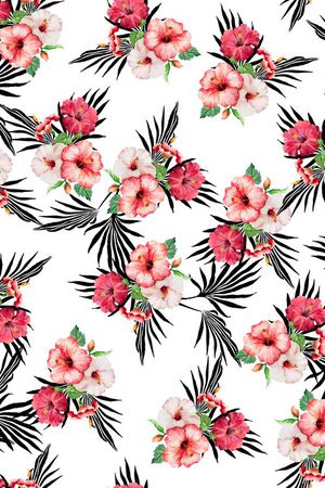 热带花卉印花华亿平台图片