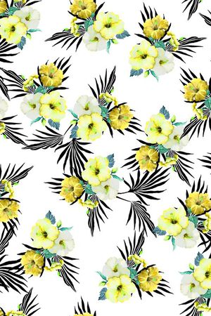 热带花卉印花华亿平台图片