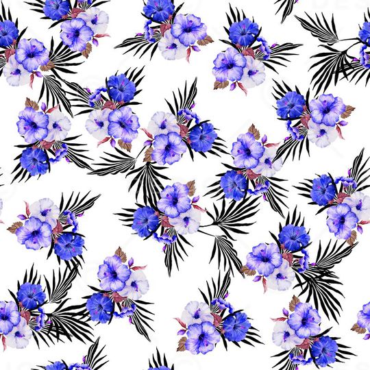 热带花卉印花华亿平台图片