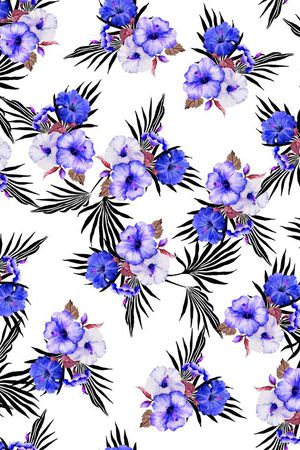 热带花卉印花华亿平台图片