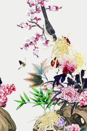 花鸟印花华亿平台图片