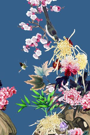 花鸟印花华亿平台图片