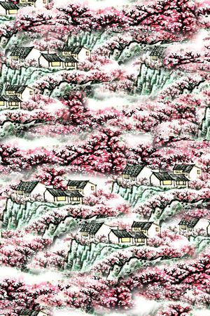 水墨印花华亿平台图片