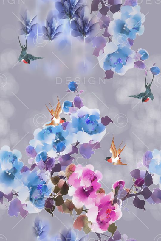 花鸟印花华亿平台图片