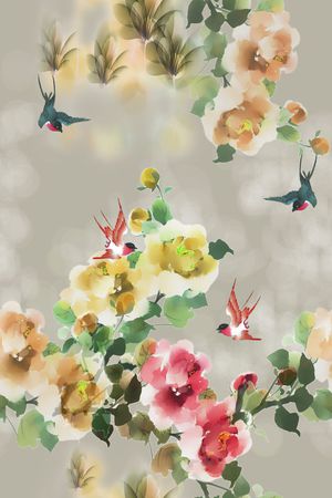 花鸟印花华亿平台图片