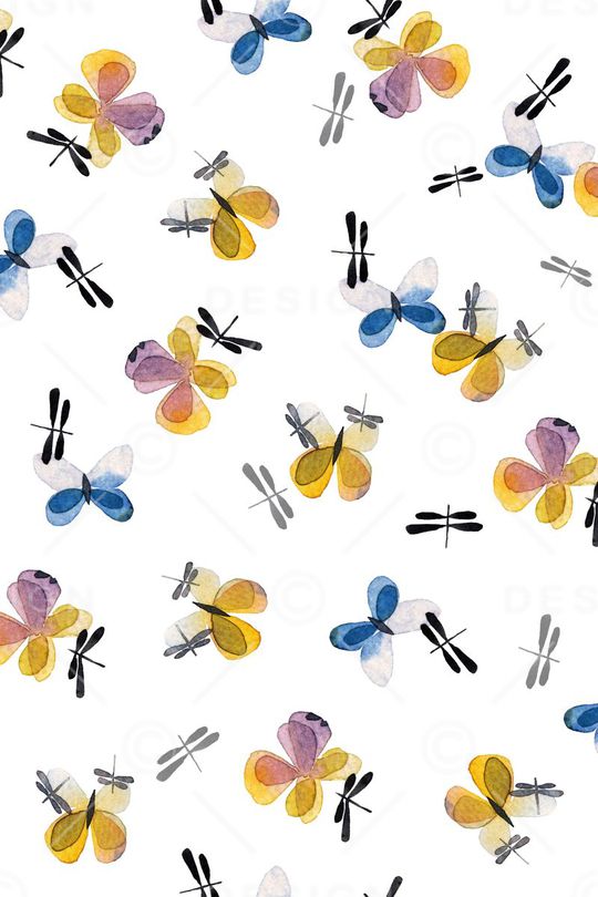 水彩蝴蝶印花华亿平台图片