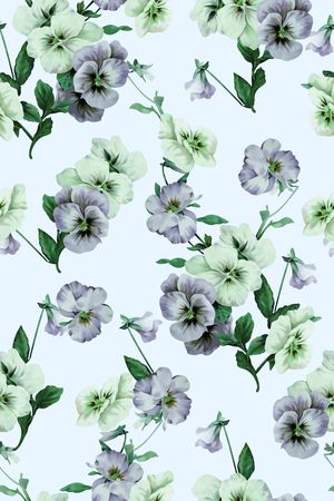 抽象手绘满版最新高清数码时尚潮流大牌复古欧美风水彩花卉印花华亿平台图片