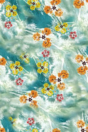 时尚手绘抽象花卉印花印花华亿平台图片