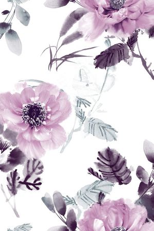 花卉、笔触剪影印花华亿平台图片