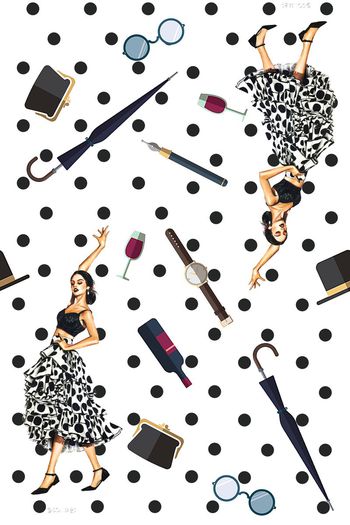 跳舞的女孩、饰品、波点印花华亿平台图片