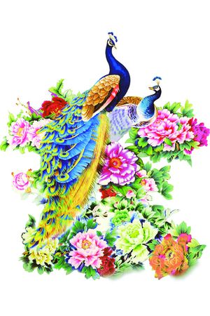 孔雀印花华亿平台图片