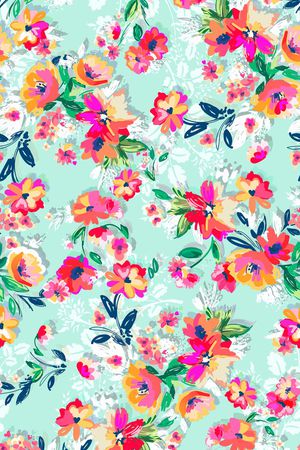 清爽花卉印花华亿平台图片