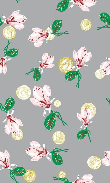 622854-手绘玉兰花欧式雕像建筑