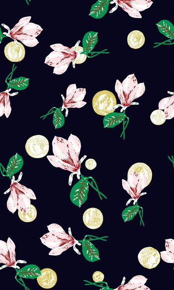 622855-手绘玉兰花欧式雕像建筑--2