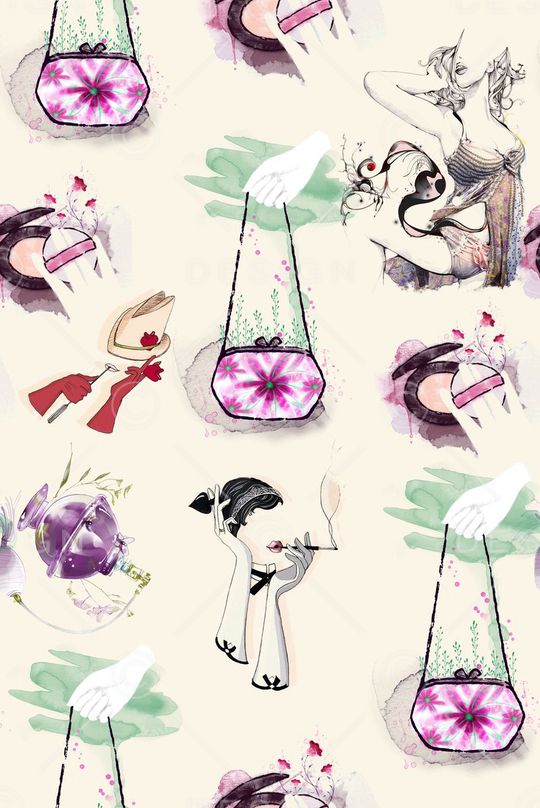 手绘首饰印花华亿平台图片