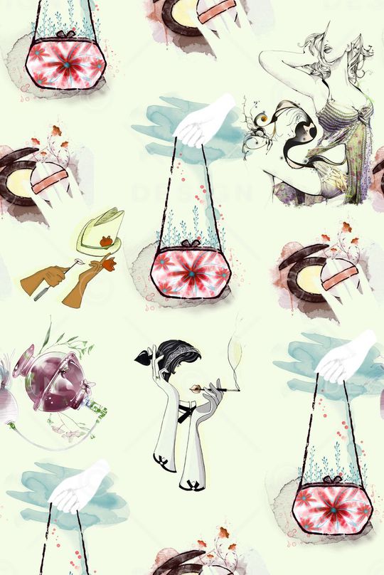 手绘首饰印花华亿平台图片