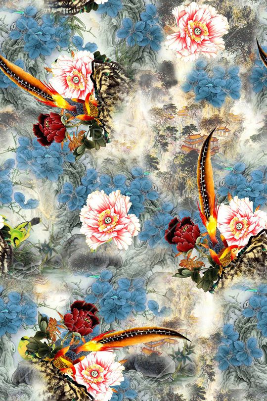 牡丹印花华亿平台图片