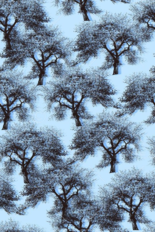 手绘枝干树木印花华亿平台图片