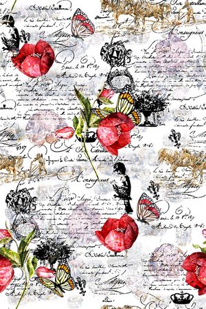 抽象手绘满版最新高清数码时尚潮流大牌复古欧美风印花华亿平台图片