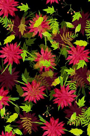 时尚、复古、一品红、绿叶印花华亿平台图片