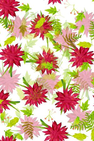 时尚、复古、一品红、绿叶印花华亿平台图片