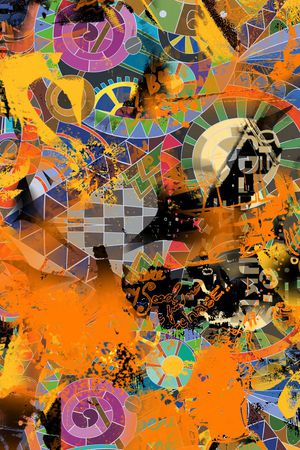 抽象长巾印花华亿平台图片