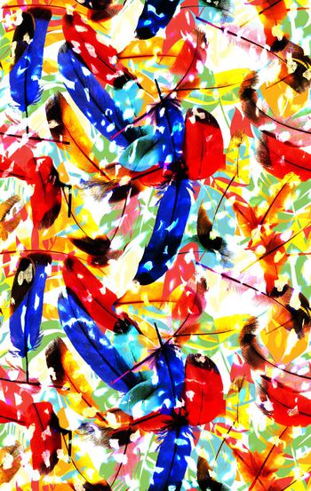 624334-彩色羽毛 豹纹